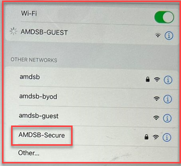 iamge of wi-fi screen to connect to amdsb-secure